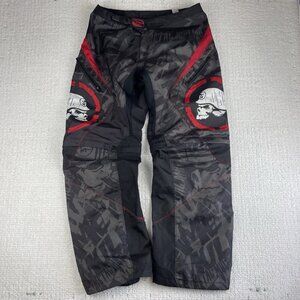 Y2K Goth MSR x METAL MULISHA Motorcross Padded Pants Black Red Sz 36 Skull AOP